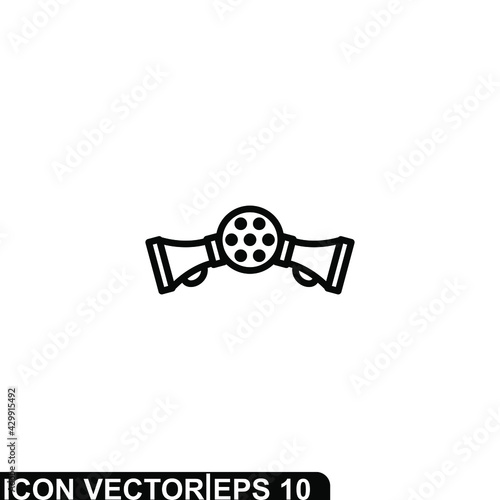 Simple Icon Movie Vector Illustration Design. Outline Style, Black Solid Color.