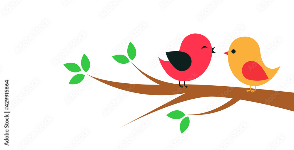 Bird with spring tree Bird with spring tree