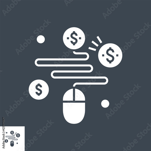 Pay Per Click Related Vector Glyph Icon. Isolated on Black Background. Vector Illustration.