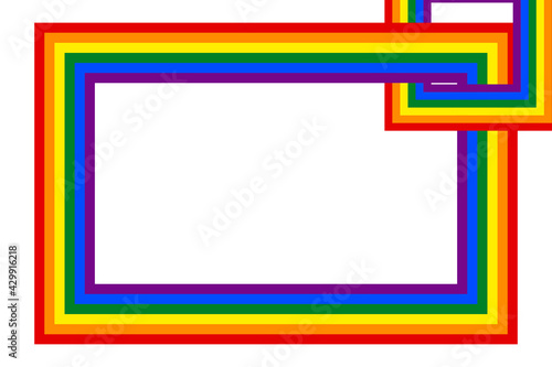 Flag LGBT icons, squared frame. Template border, vector illustration. Love wins. LGBT symbols in rainbow colors. Gay pride collection