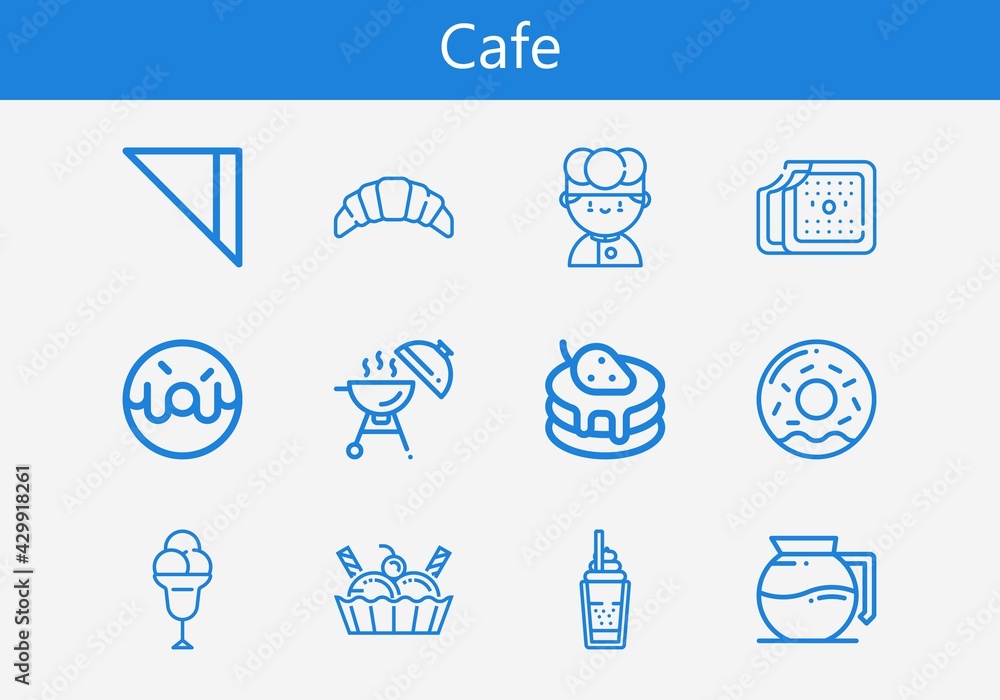 Premium set of cafe line icons. Simple cafe icon pack. Stroke vector ...