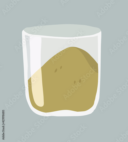 granulated sugar in a glass. an ingredient for cooking. outline vector on gray background.