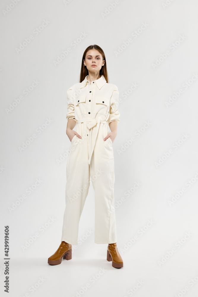 woman and fashionable jumpsuit suit emotions model woman and fashionable jumpsuit suit emotions model