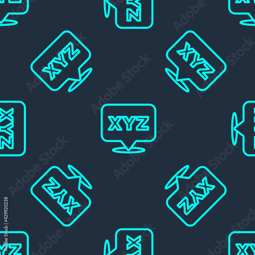 Green line XYZ Coordinate system icon isolated seamless pattern on blue background. XYZ axis for graph statistics display. Vector