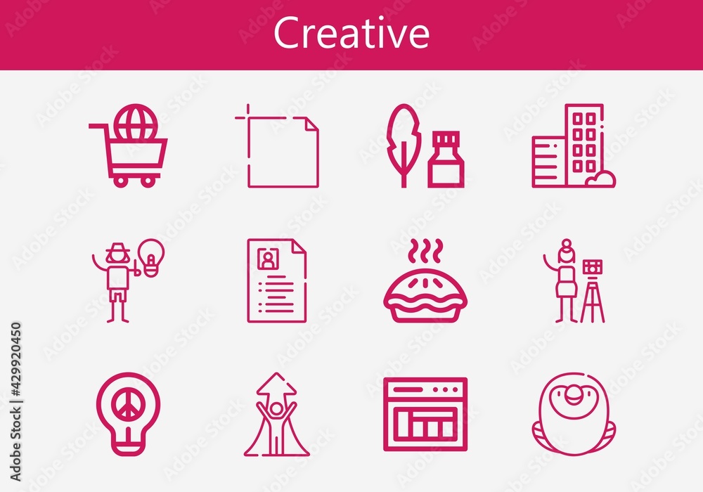 Premium set of creative line icons. Simple creative icon pack. Stroke ...
