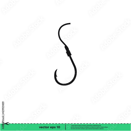 fish hook bait icon vector illustration logo template