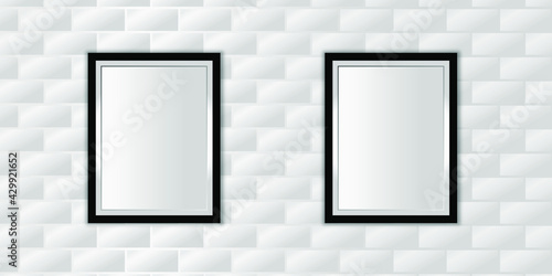 Blank photo frame on the wall. Design for a modern interior. Vector illustration.