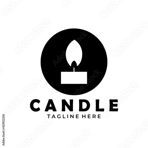 Candle logo line art vintage vector illustration design photo