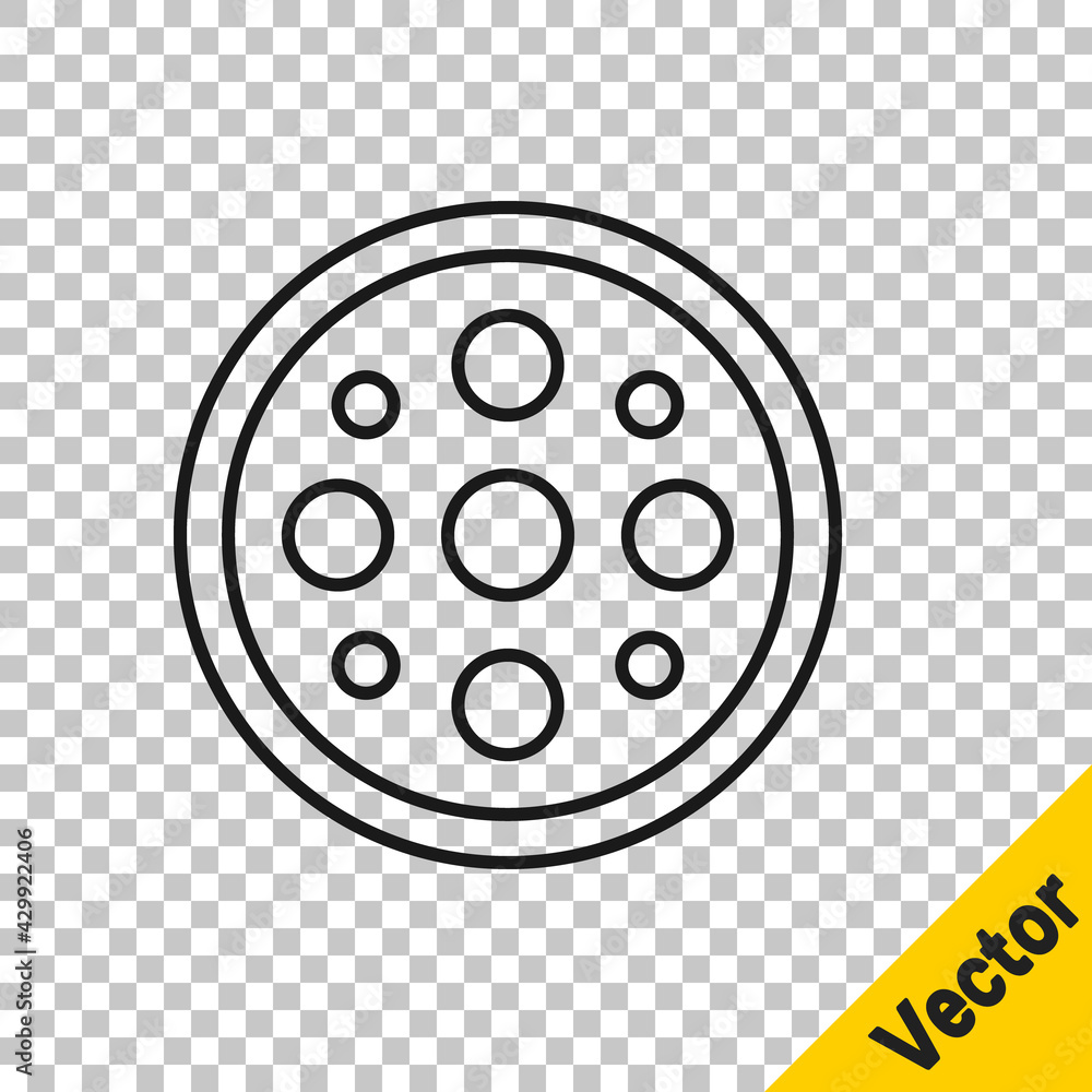Black line Sewing button for clothes icon isolated on transparent background. Clothing button. Vector Black line Sewing button for clothes icon isolated on transparent background. Clothing button. Vector