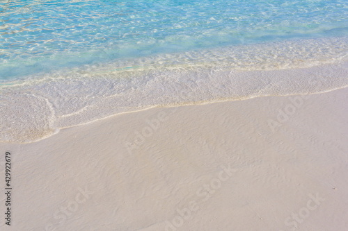 Azure water in the lagoon of the tropical island in the Maldives