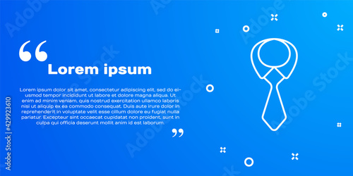 White line Tie icon isolated on blue background. Necktie and neckcloth symbol. Vector