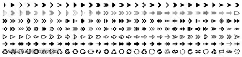 Set arrow icons. Collection different arrows sign. Set different cursor arrow direction symbols in flat style. Black arrows icons – stock vector