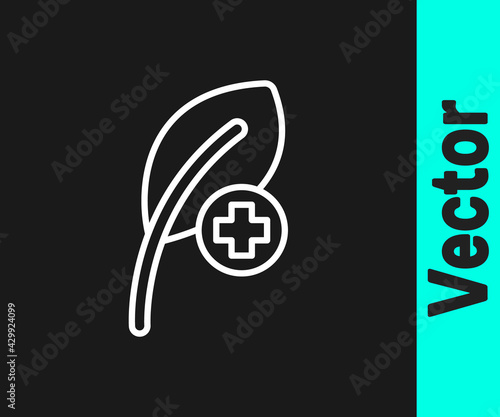 Wallpaper Mural White line Leaf icon isolated on black background. Leaves sign. Fresh natural product symbol. Vector Torontodigital.ca