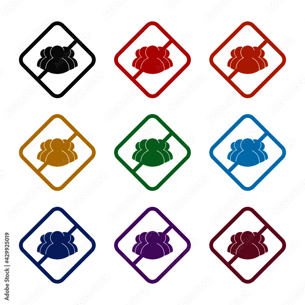 No gathering in group of people icon isolated on white background color set No gathering in group of people icon isolated on white background color set