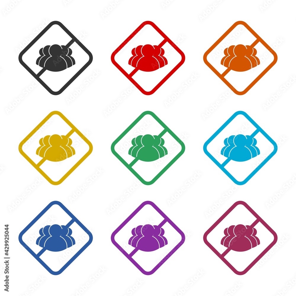 No gathering in group of people icon isolated on white background color set No gathering in group of people icon isolated on white background color set