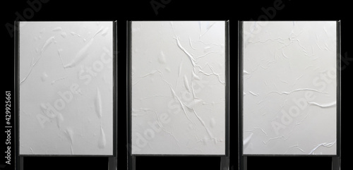 Wall Paper Poster Mockup Glued paper wrinkled effect isolated blank templates set