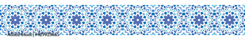 Terrazzo vector border in a trendy ocean blue colour palette. 
