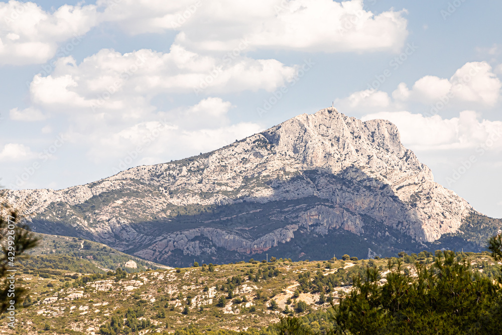 Sainte Victoire mountain, seen from the Bibemus plateau