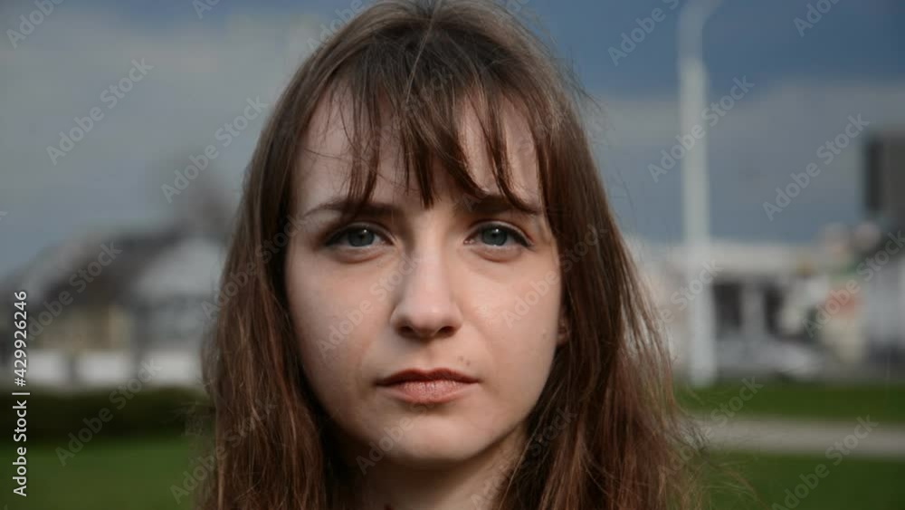 woman portrait close up to camera woman portrait close up to camera
