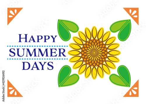 Fototapeta Naklejka Na Ścianę i Meble -  HAPPY SUMMER DAYS Geometric Sunflower Greeting Card