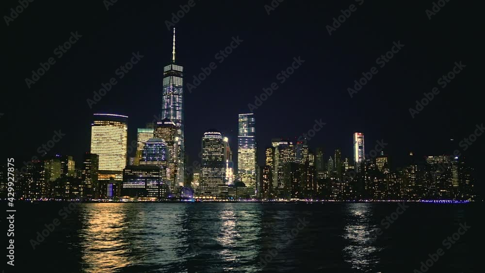 Downtown Manhattan skyline at night, New York city Downtown Manhattan skyline at night, New York city