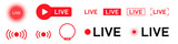 Set of isolated icons for streaming, live broadcast, blog, television, shows, live performances, news and various video content. Vector illustration