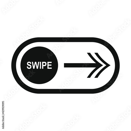 Swipe left or right, arrow left or right buttons. Text swipe left or right. Social media concept.  Isolated vector illustration on a blank background that can be edited and changed color.