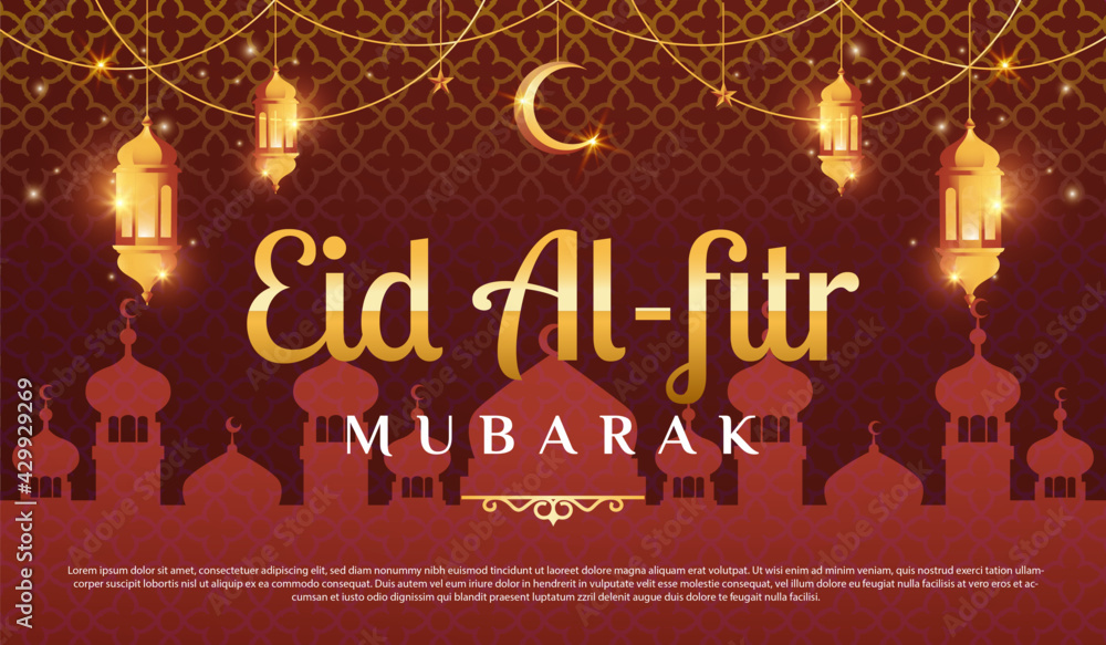 Eid al-fitr mubarak horizontal banner