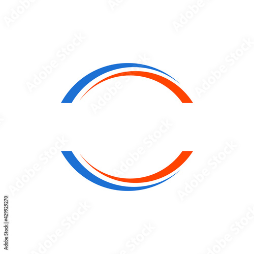 circle swoosh logo concept c letter sign