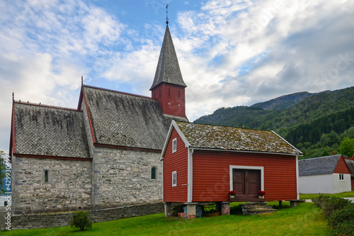 Dale church (1240) is a beautiful example of Norwegian wooden churches. Luster, Norway. photo