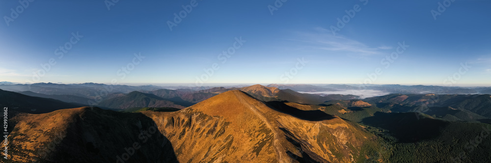 Fototapeta premium Aerial View of Mountain Hills, Carpathian Mountains Landscape.
