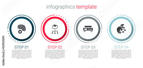 Set Virus, Genetically modified food, Electronic scales and Biological structure. Business infographic template. Vector