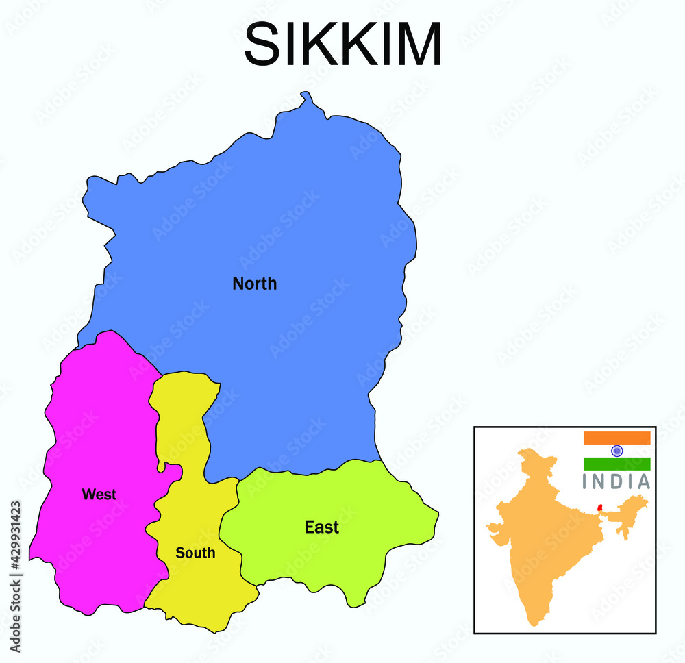 Sikkim Ka Map In Hindi Sikkim Map" Images – Browse 31 Stock Photos, Vectors, And Video | Adobe  Stock