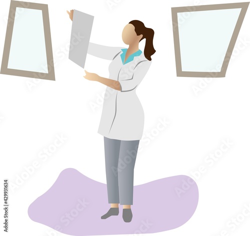 The doctor examines the results of the patients analysis.