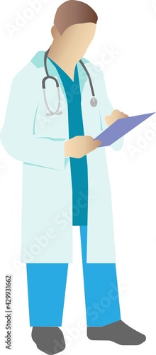 The doctor examines the results of the analysis.