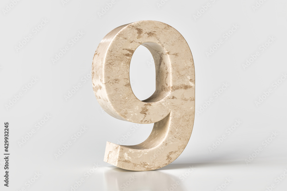 Marble textured number 9. Set sail champagne 2021 trendy color. High quality 3d rendering. Marble textured number 9. Set sail champagne 2021 trendy color. High quality 3d rendering.