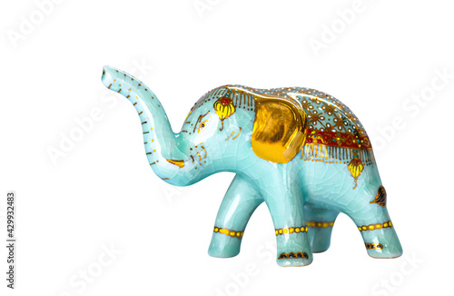 Ceramic Elephant Souvenir from Thailand isolated on white
