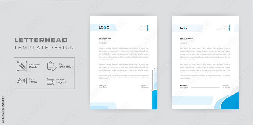 Modern Business style letter head templates design for your project design Layout, Vector design
