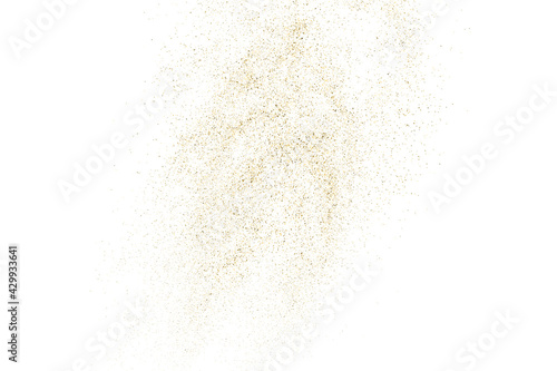 Gold Glitter Texture Isolated on White. Amber Particles Color. Celebratory Background. Golden Explosion of Confetti. Design Element. Digitally Generated Image. Vector Illustration  EPS 10.