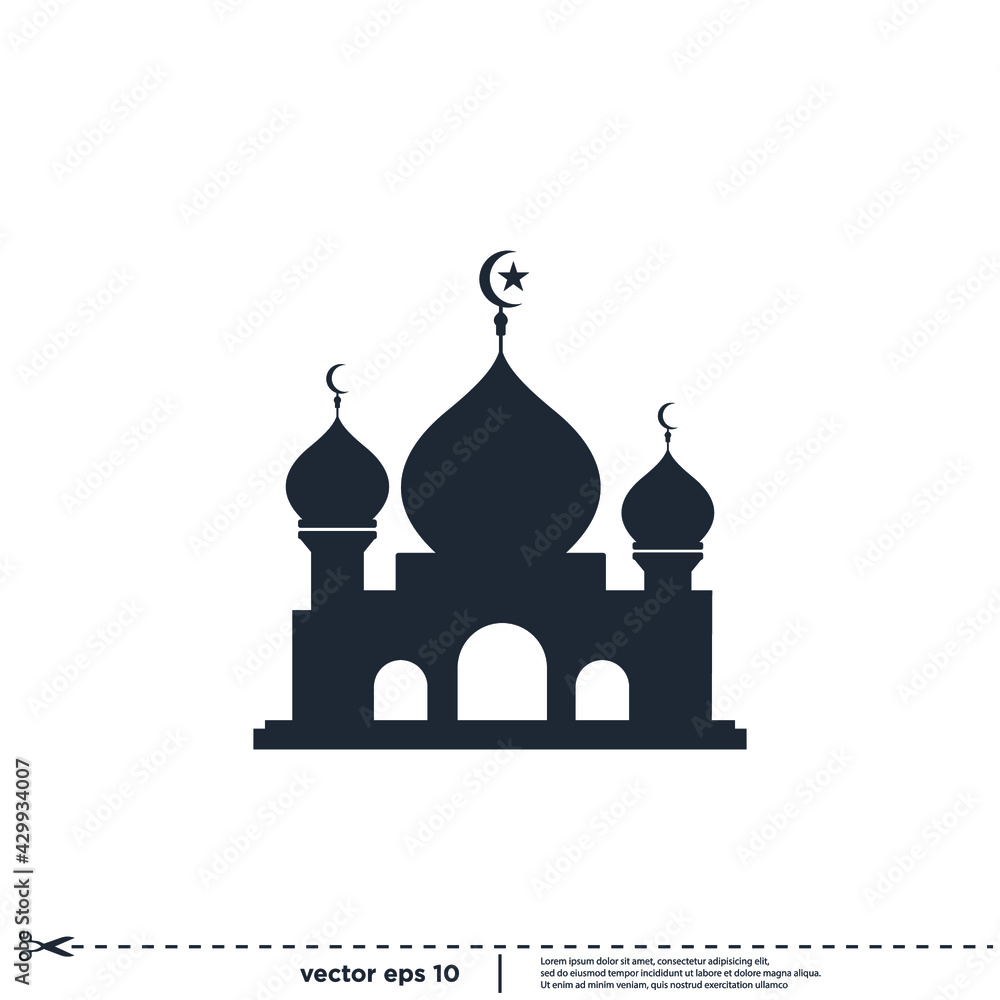mosque islamic icon vector illustration simple design element