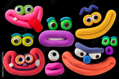 Tableau sur toile multicolor plasticine parts of face