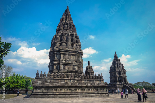 Prambanan temple in Yogyakarta on Java island Indonesia - beautiful travel and architecture background 