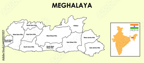 Принти на полотні Meghalaya Map