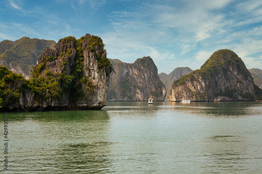 Halong Bay Beautiful Natural Wonder. View of some of the 1,600 limestone island, that looks like something right out of a movie. UNESCO World Heritage Site since 1994 Halong Bay Beautiful Natural Wonder. View of some of the 1,600 limestone island, that looks like something right out of a movie. UNESCO World Heritage Site since 1994
