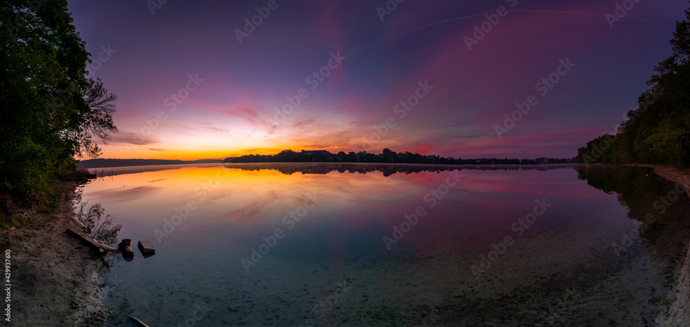 sunset over the lake (Straussee, Brandenburg, Germany)