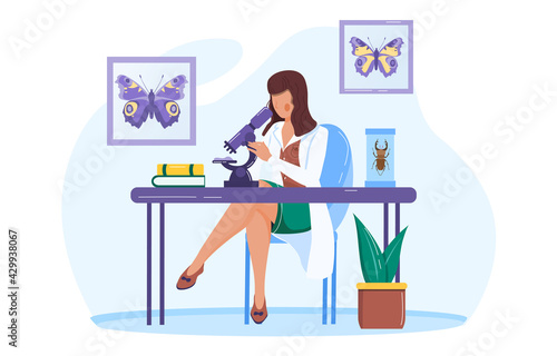 Entomologist inspects, examine and study bugs