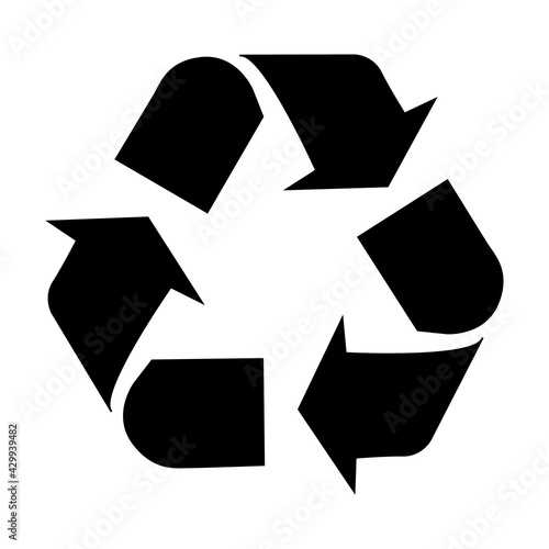 Vector illustration of recycling symbol isolated on white background. Mandatory recycling symbol. Eco, environment concept. Black recycle icon.