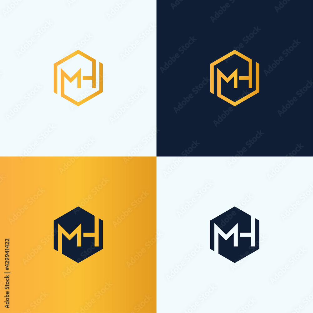 Fototapeta premium Letter M Hexagon logo design concept illustration