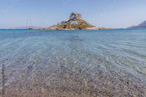 The beach ok Agios Stefanos in Kos Island, is home to some of the most beautiful beaches and numerous Greek and Roman ruins. One of the dodecanese Islands, Greece, Southern Aegean region. photo