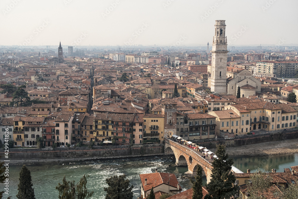 Verona, beautiful view of the historic center.